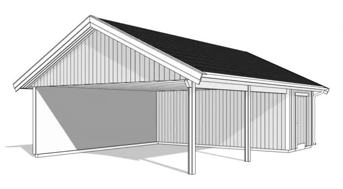 Dubbel carport CD 65, 3D-rendering