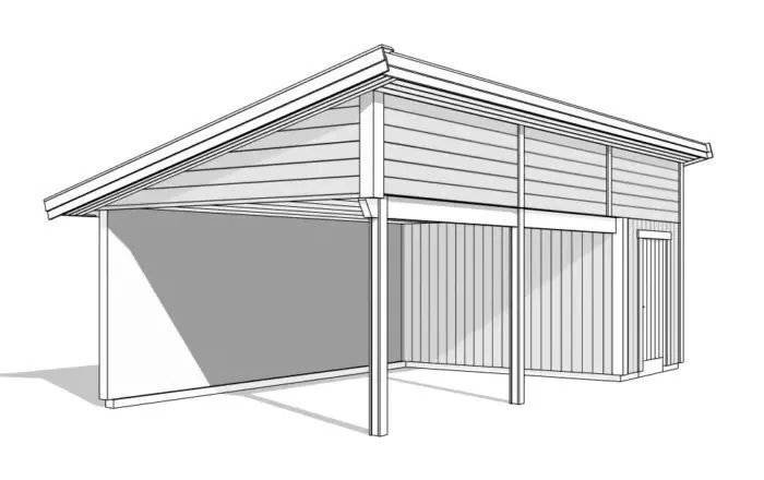 Carport med förråd och pulpettak CFP 40, 3D-rendering