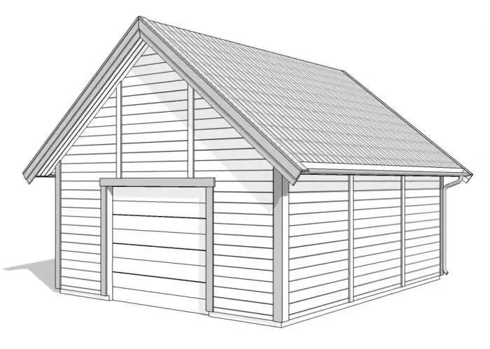 Enkelgarage med loft GL 55, 3D-rendering